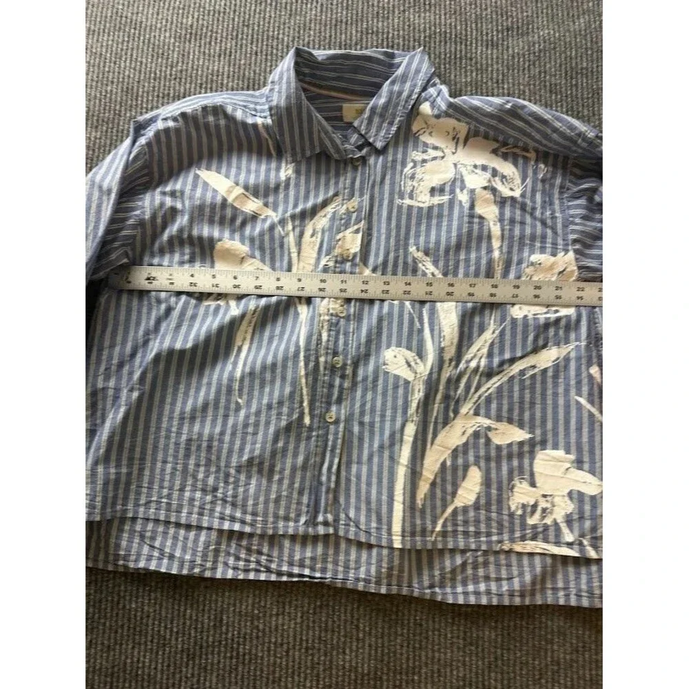 Anthropologie Maeve Alaina Swing Top Blue Floral Stripe Size S - Picture 3 of 6